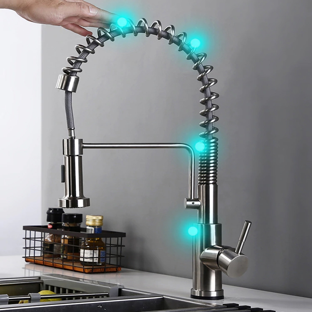 Fontana Brushed Nickel Touch Faucet For Kitchen With Pull Down Sprayer Single Handle